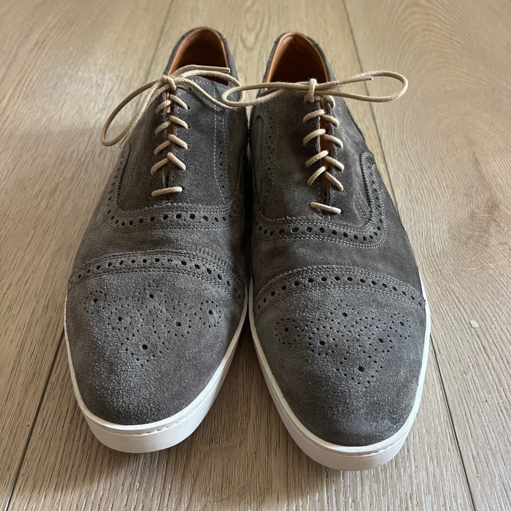 Allen Edmonds Strand Sneak Grey Suede Cap Toe Oxford Sneakers. Grey. Mens 12 D